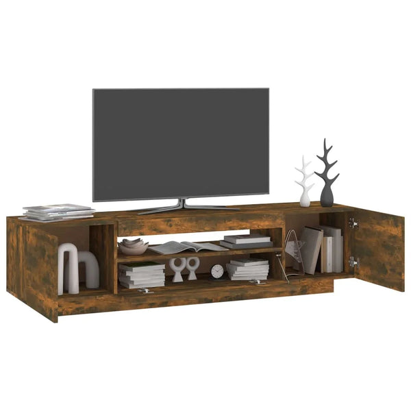 Meuble TV chêne fumé LED intégré