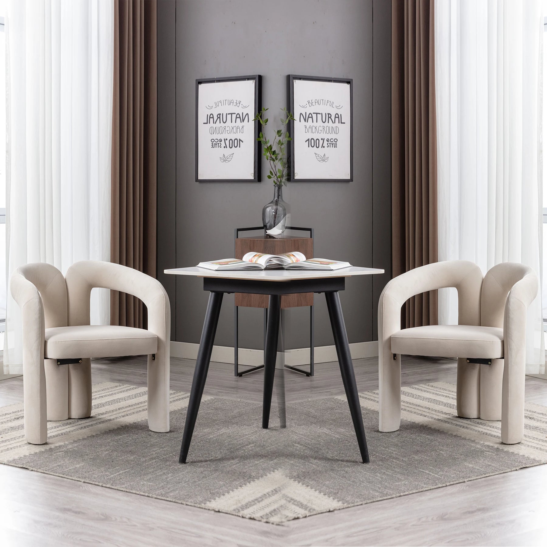 Chaises de salle à manger velours moderne (lot de 2)