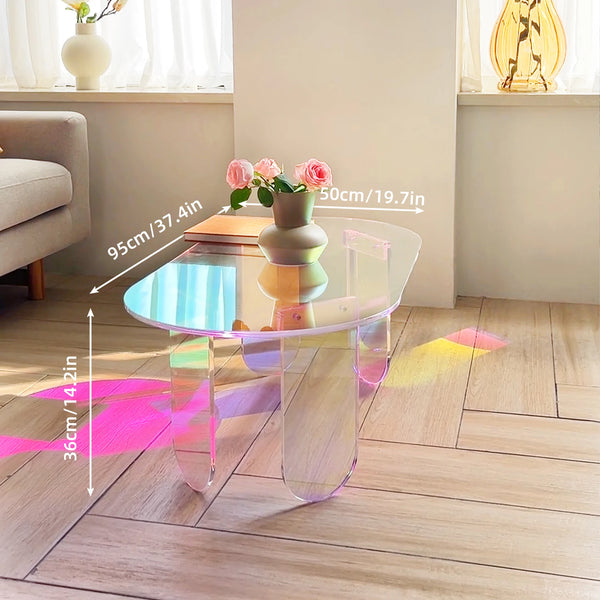 Table basse acrylique iridescente design