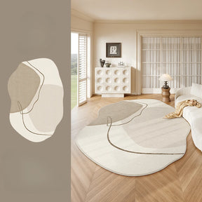 Tapis salon doux forme irrégulière