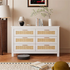 Commode rotin bois blanc moderne