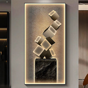 Tableau mural LED cubes flottants