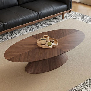 Table basse ovale noyer design nordique