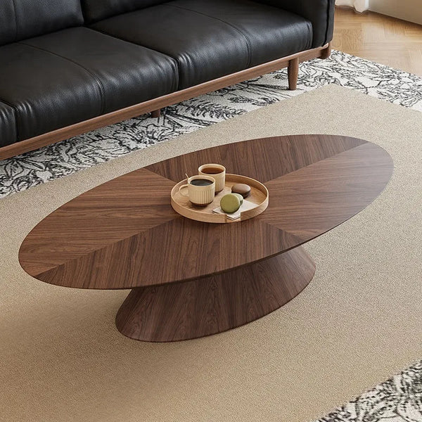 Table basse ovale noyer design nordique