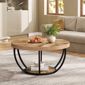 Table basse ronde bois et métal design