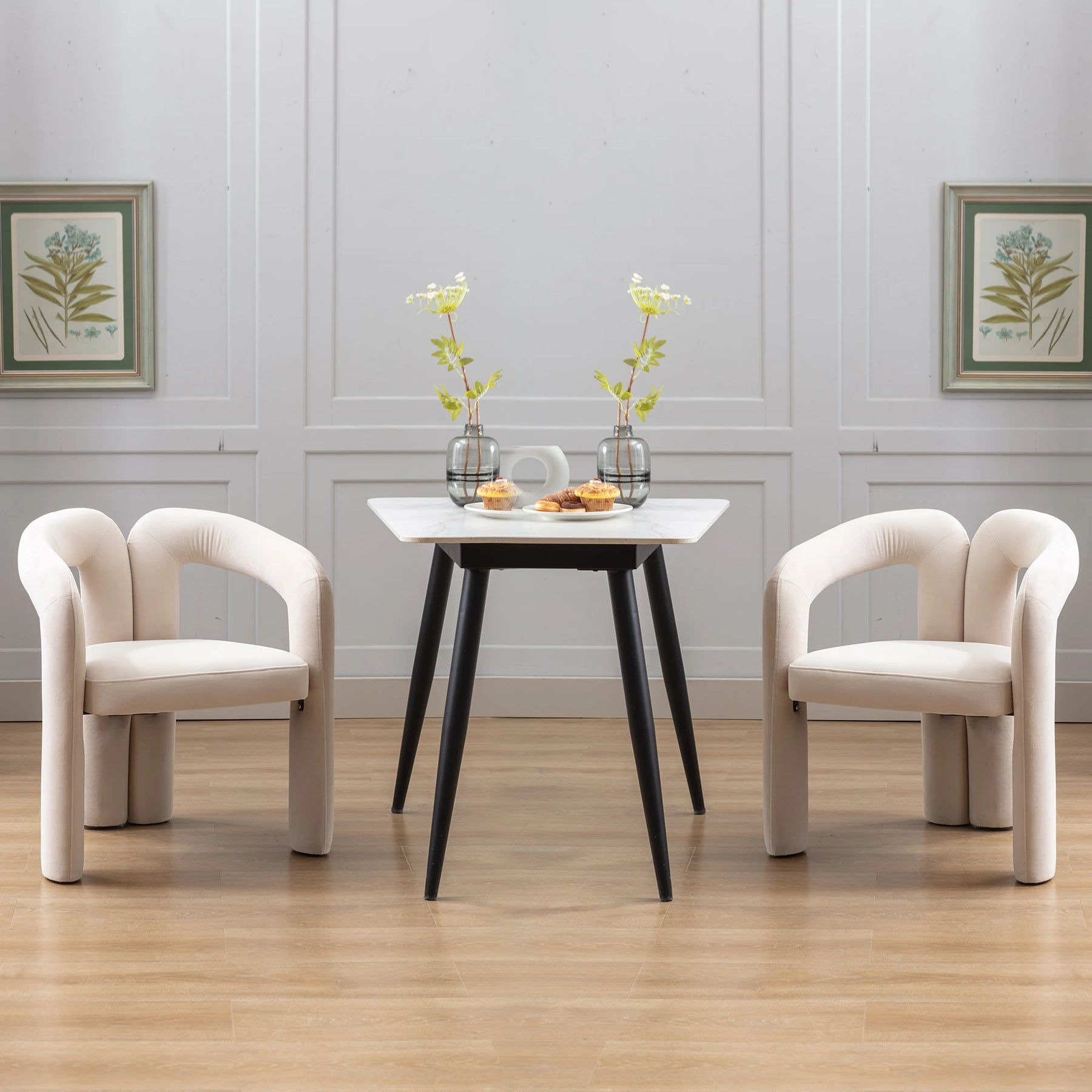 Chaises de salle à manger velours moderne (lot de 2)