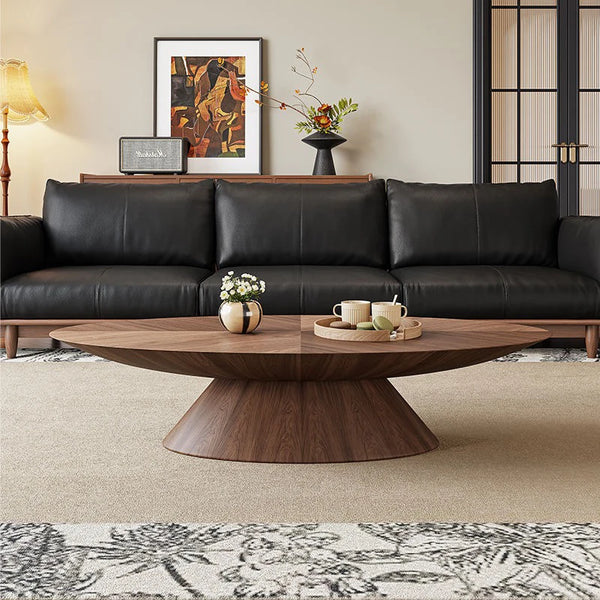 Table basse ovale noyer design nordique