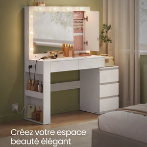 Coiffeuse blanche éclairage intégré design