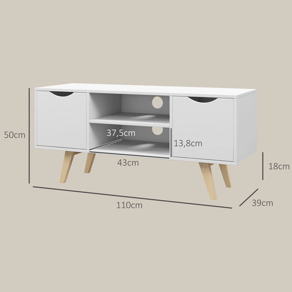 Meuble TV scandinave blanc bois