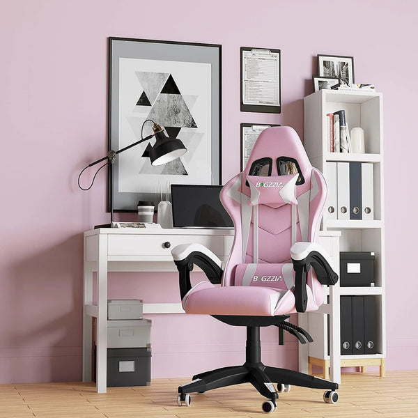 Chaise gaming ergonomique rose