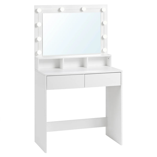 Coiffeuse blanche miroir LED moderne