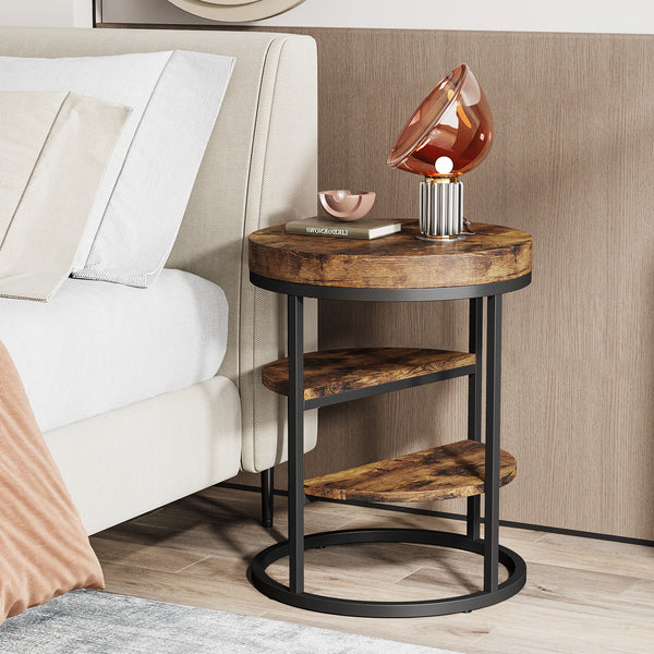 Table d’appoint ronde industrielle bois