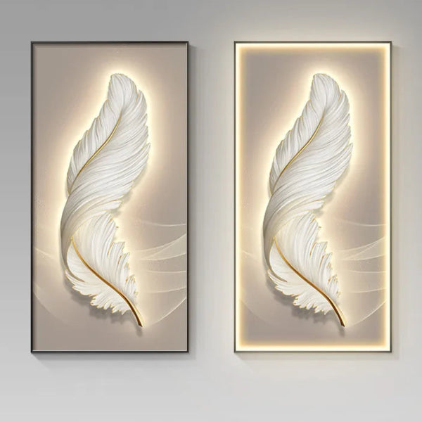 Tableau mural LED plume design