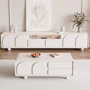 Meuble TV design crème arrondi
