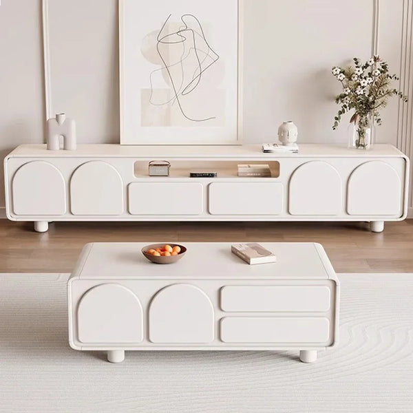 Meuble TV design crème arrondi