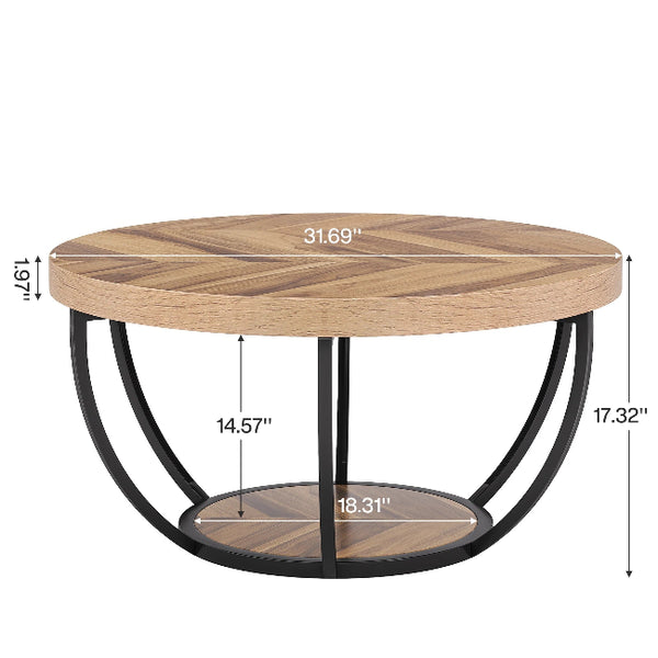 Table basse ronde bois et métal design