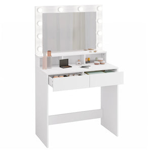 Coiffeuse blanche miroir LED moderne