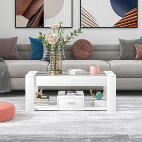 Table basse blanche verre chic