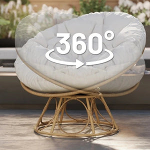 Fauteuil papasan rotatif rotin