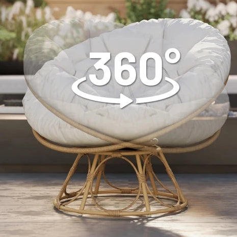 Fauteuil papasan rotatif rotin