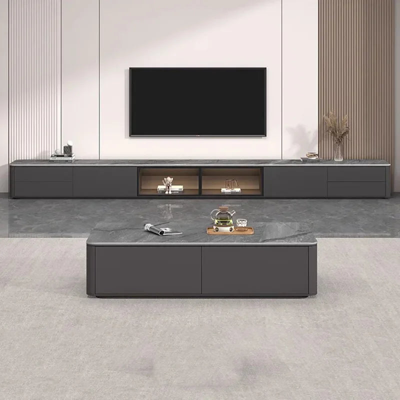 Meuble TV bois noir minimaliste