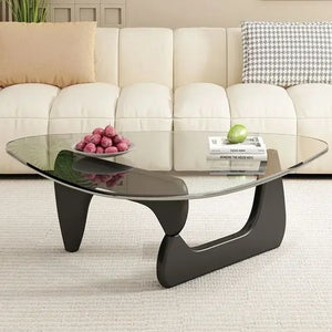 Table basse verre et bois massif