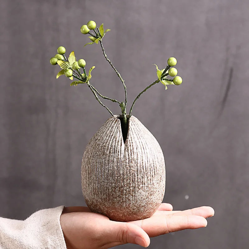 Vase terracotta japonais imitation pierre