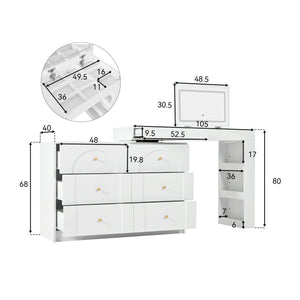 Coiffeuse blanche rotative avec LED