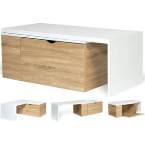 Table basse extensible bois blanc