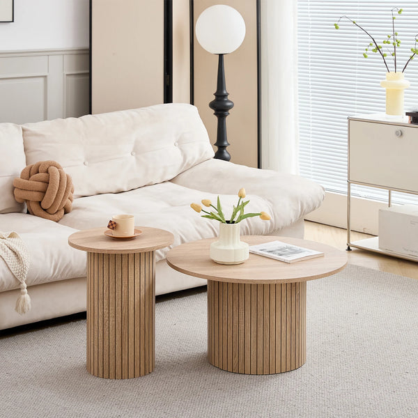 Table basse ronde bois nordique