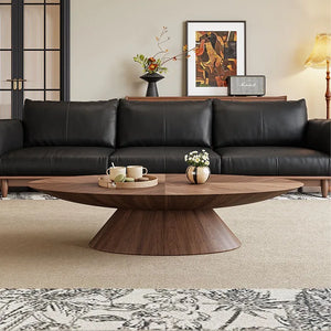 Table basse ovale noyer design nordique