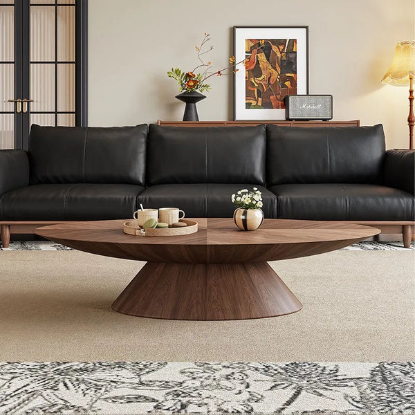 Table basse ovale noyer design nordique