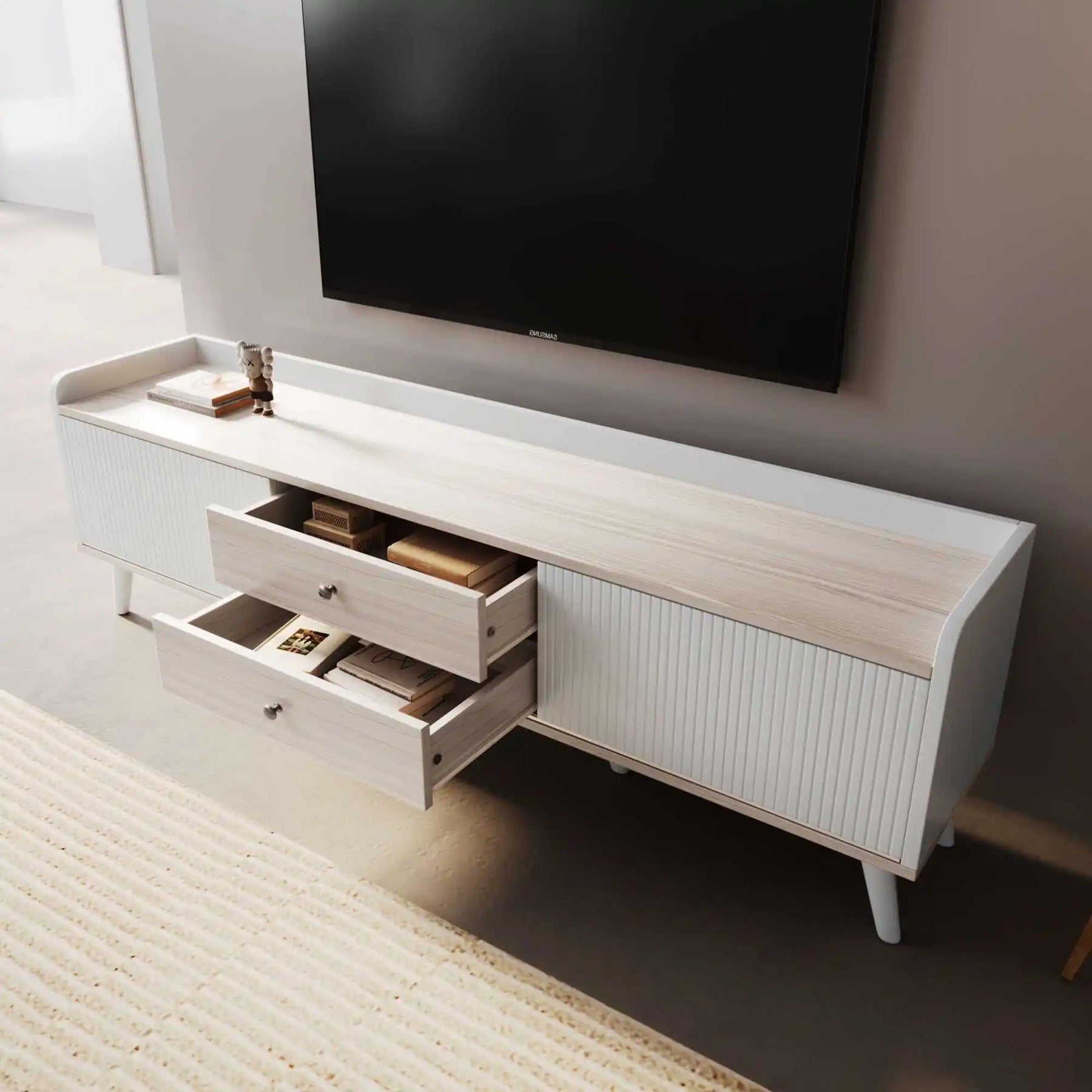 Meuble TV moderne bois blanc