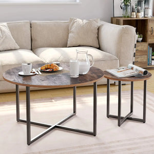 Tables basses rondes vintage métal bois