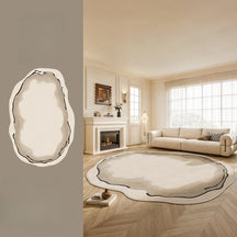 Tapis salon doux forme irrégulière