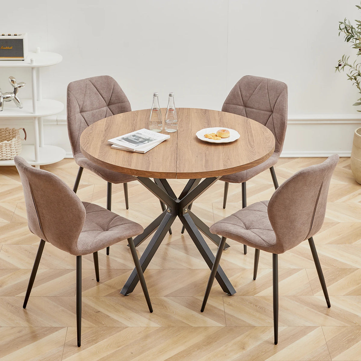 Table ronde bois et métal design