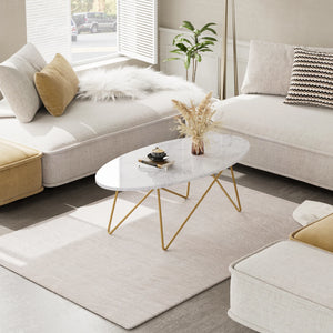 Table basse ovale effet marbre
