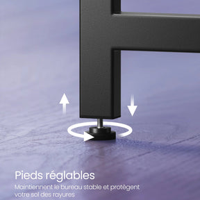 Bureau d’angle noir industriel compact