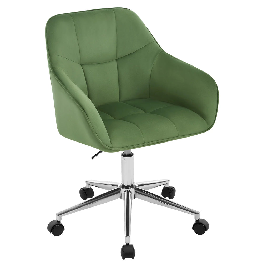 Chaise de bureau velours vert pivotante