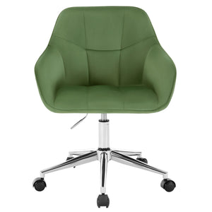Chaise de bureau velours vert pivotante
