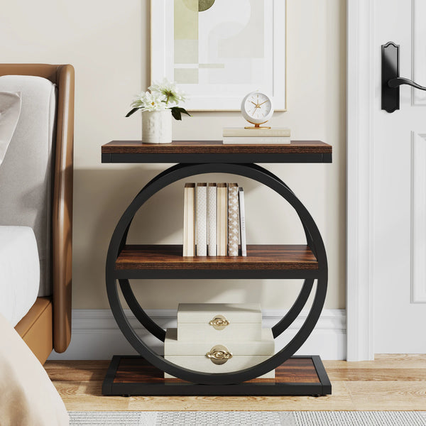 Table d’appoint industrielle bois métal