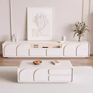Meuble TV design crème arrondi