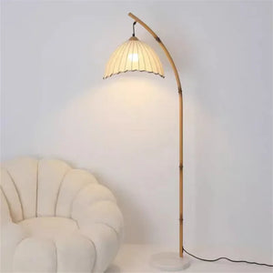 Lampadaire bambou vintage wabi-sabi