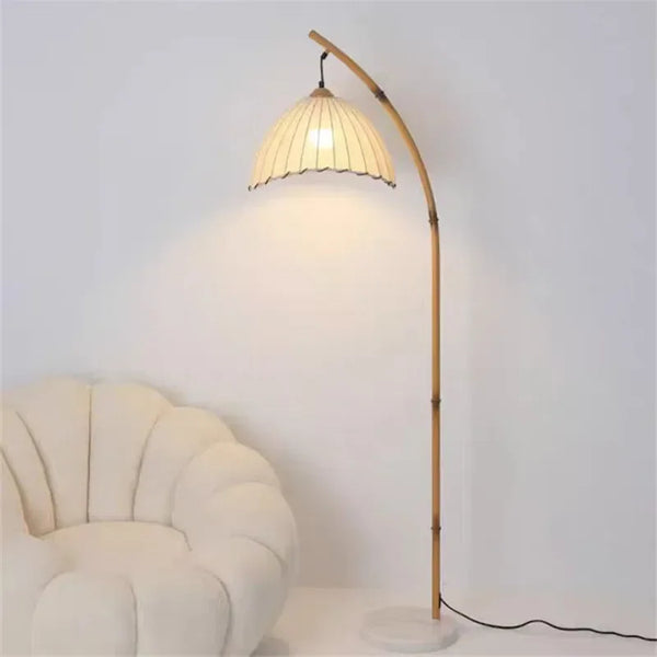 Lampadaire bambou vintage wabi-sabi