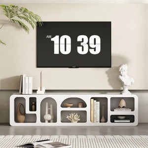 Meuble TV blanc minimaliste sculpté