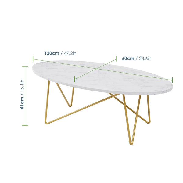 Table basse ovale effet marbre