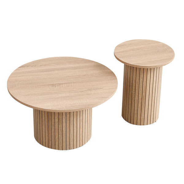 Table basse ronde bois nordique