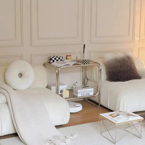 Table de chevet acier inox et verre