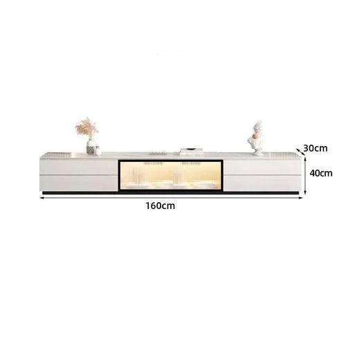 Meuble TV blanc marbré lumineux