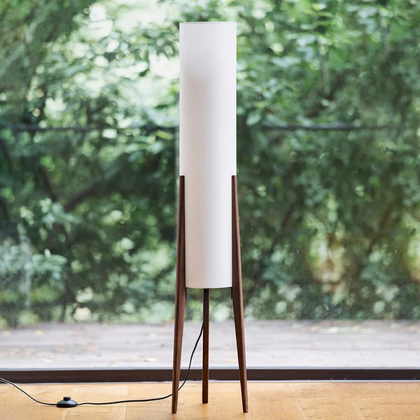 Lampadaire en bois massif design tissu